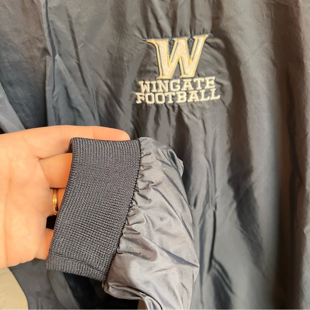 Navy and White Wingate Football Windbreaker Pullover - Picture 4 of 13